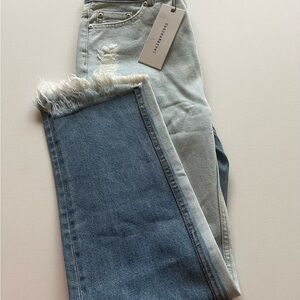 Dance & Marvel Women’s flip side high rise distressed frayed hem jeans M (E5)‎